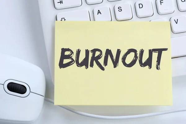 Burnout ill illness stress stressed at work business concept off