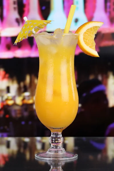 Orange juice fruit cocktail in a bar