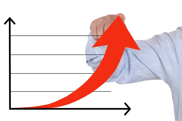 Businessman showing a successful rising up business growth chart