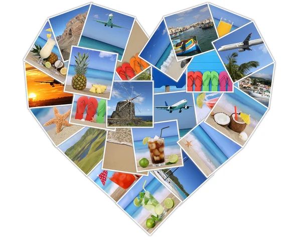 Heart from photos on summer vacation, beach, holiday and traveli
