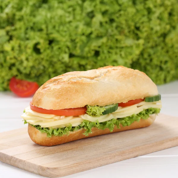 Healthy eating sub deli sandwich baguette with cheese