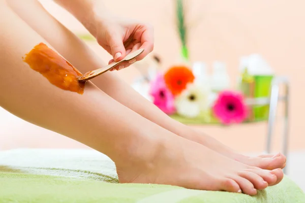 Woman  leg waxed for hair removal