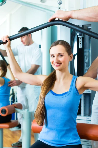 Patient at the physiotherapy doing physical therapy