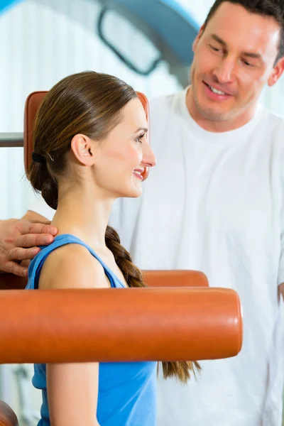 Patient at the physiotherapy doing physical therapy