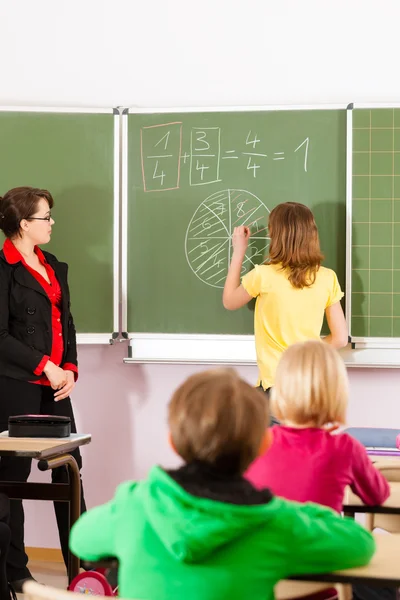 Education - teacher with pupils in school teaching