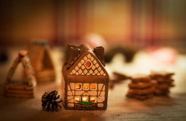 Fairy Christmas house cake with candle light inside and nice background lights