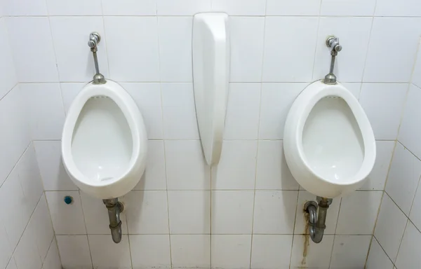 Dirty white urinals