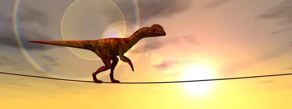Dinosaurus balancing on rope