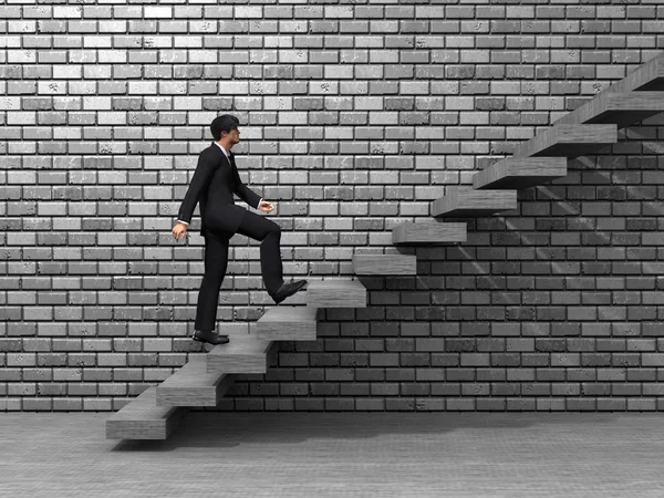 Businessman climbing on steps