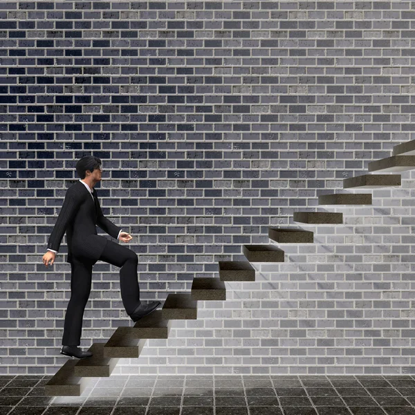 Businessman climbing on steps