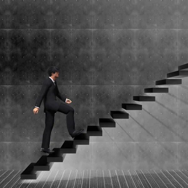 Businessman climbing on  steps