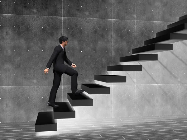 Businessman climbing on  steps