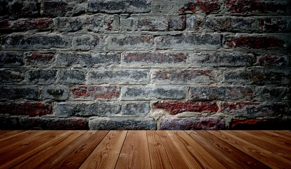 wooden old texture floor and brick wall