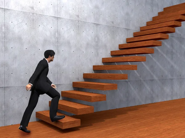 Businessman climbing steps