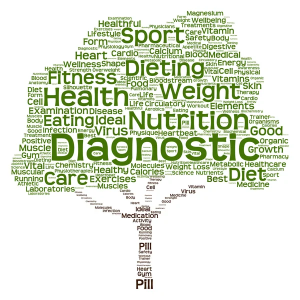 Health or diet green text word cloud or tagcloud tree