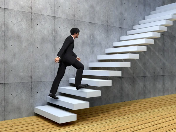 Businessman climbing on a stair