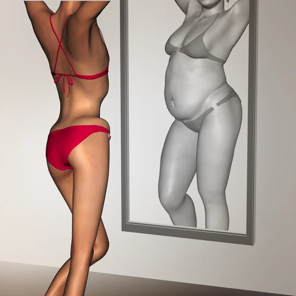 Girl as fat, overweight vs fit healthy