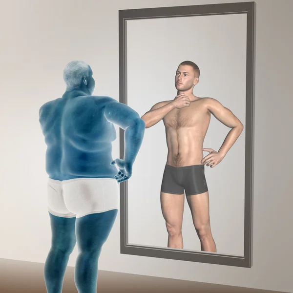 Overweight vs slim fit with muscles man