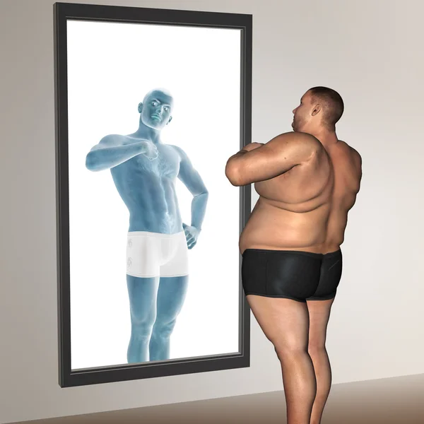 Conceptual fat vs slim fit man