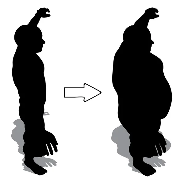 Overweight vs slim man silhouette