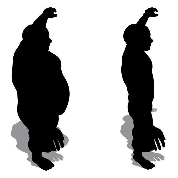 Overweight vs slim man silhouette