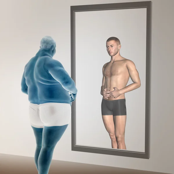 Conceptual fat vs slim fit man