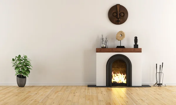 Empty room with minimalist fireplace