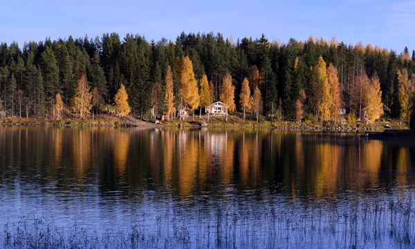 Beatiful landscape with a house on the lake