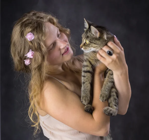 Girl with a cat