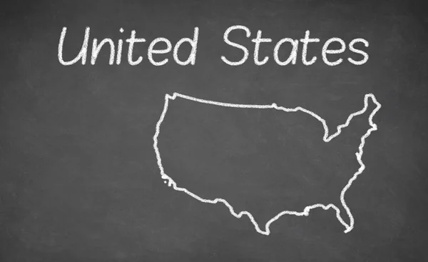 United States map drawn on chalkboard