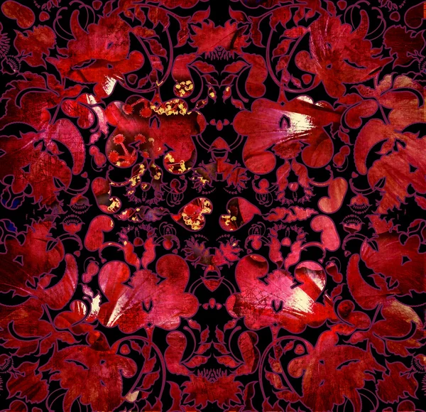 Floral shabby  abstract pattern red and black