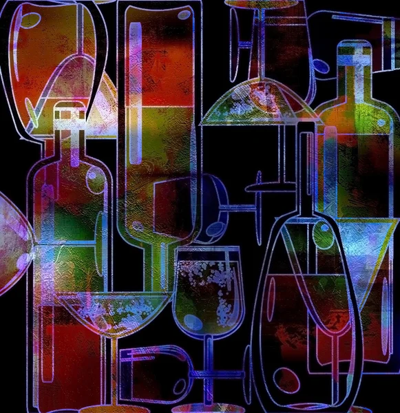 Wine menu background,stylized wine bottles