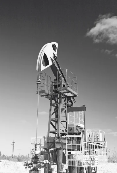 Oil field. Black and white
