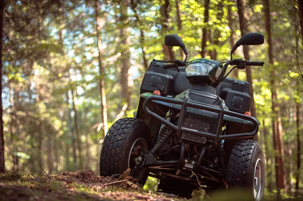 ATV\'s parked in the parking lot in the forest. good weather.