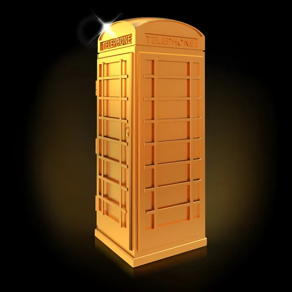 Golden telephone box  on a black  background