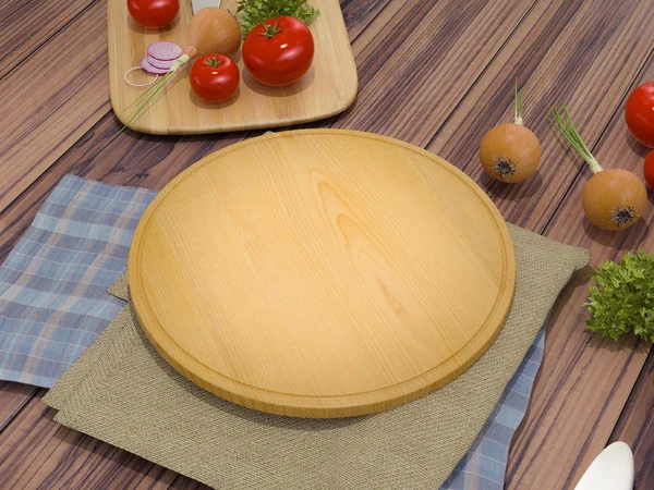 Mock up template pizza on a wooden table.