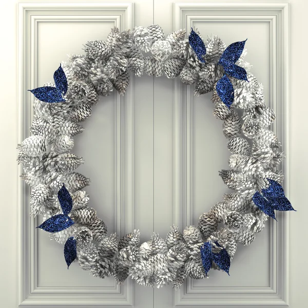 Christmas wreath on a wooden door