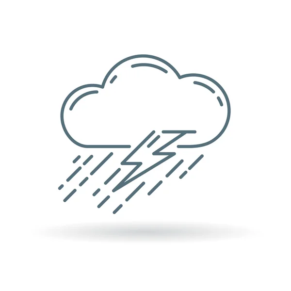Cloud with rain and lightning thunderstorm icon