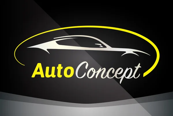 Auto Company Logo Vector Design Concept with Sports Car Silhouette