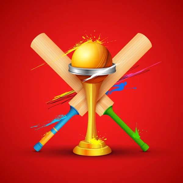 Golden trophy with cricket bat