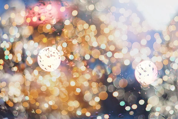 Festive Background With Natural Bokeh And Bright Golden Lights. Vintage Magic Background With Color