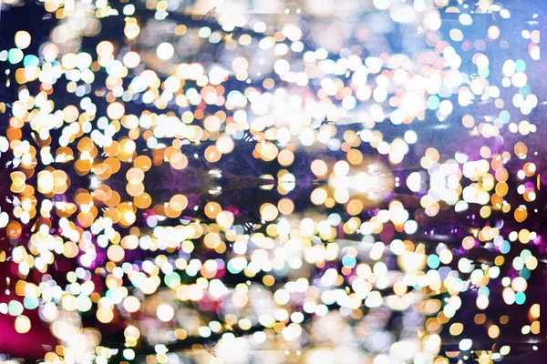 Festive Background With Natural Bokeh And Bright Golden Lights. Vintage Magic Background With Color