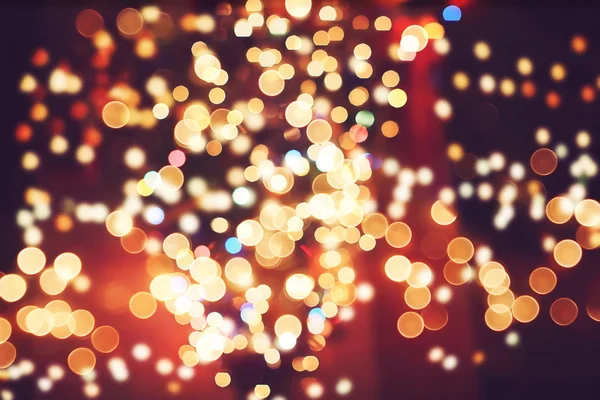 Festive Background With Natural Bokeh And Bright Golden Lights. Vintage Magic Background With Color