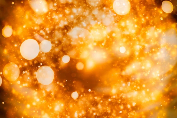 Festive Background With Natural Bokeh And Bright Golden Lights. Vintage Magic Background With Color