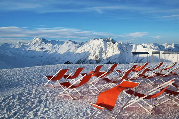 Chairs on the slopes of the mountains