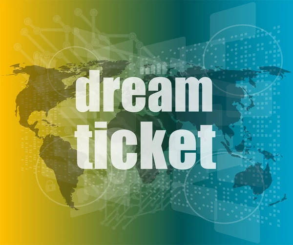 Business concept: words dream ticket on digital screen vector quotation marks with thin line speech bubble. concept of citation, info, testimonials, notice, textbox. flat style