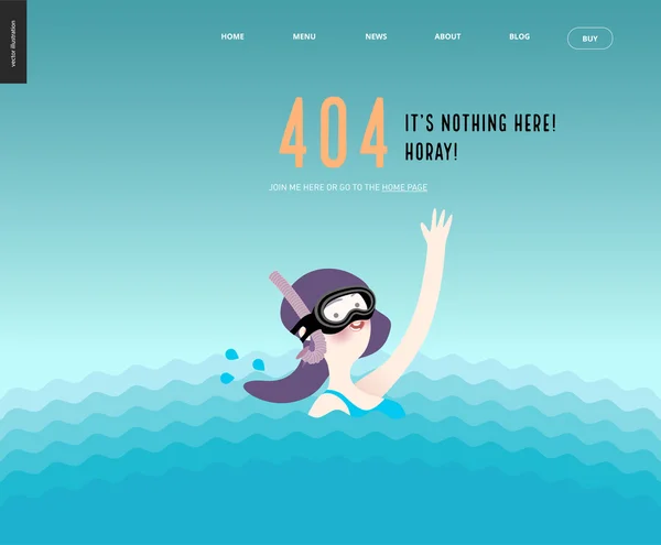 Error web page template - waving girl in diving mask in the water