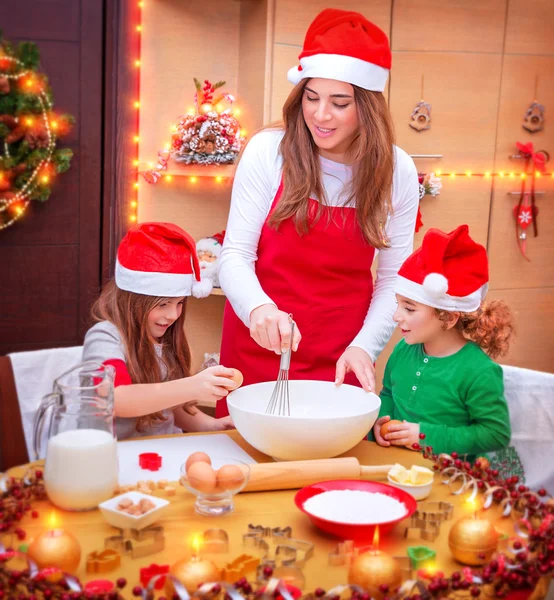 Happy family cooking for Christmas