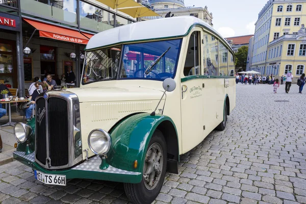 The historic bus Swiss company Saurer in Dresden