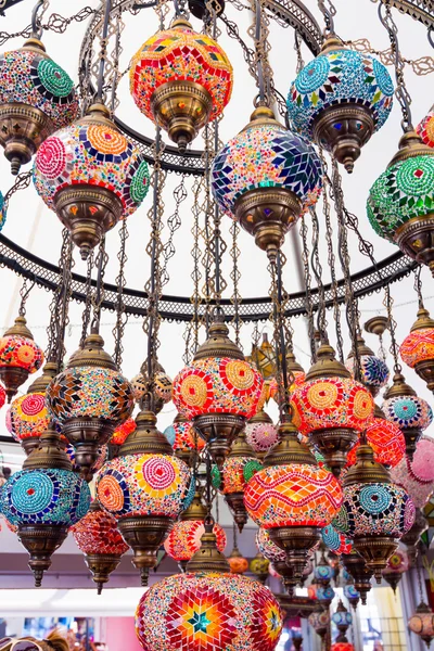 Beautiful background with colorful lamps arabic style of decorat